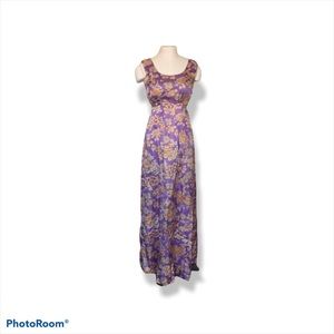 Vintage Floral Print Empire Waist Maxi Dress